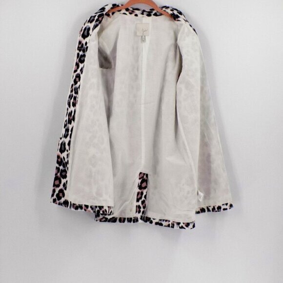 Joie Open Front Jacket Blazer Size Med 100% Linen Leopard Print - Picture 3 of 6